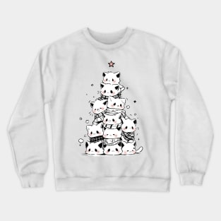 Purrfectly Festive: Meowry Catmas Kitty Christmas Tree Design Crewneck Sweatshirt